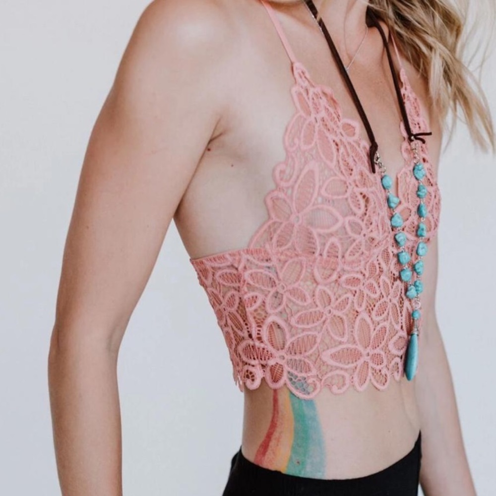 Amara | Lace Floral Racerback Bralette | Rose - Picture 6 of 6